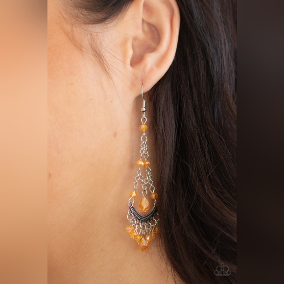 🧡'First In SHINE' Orange & Silver Earrings - Paparazzi Accessories🧡 - Picture 3 of 4